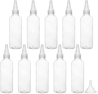 10 Pcs Plastic Squeeze Bottles 100ml Small Squeeze Condiment Bottles Dispensing Bottles Plastic Squeezable Liquid Dropper Bottles Travel Empty Bottle Containers with 2Pcs Funnels for Sauce Lotion