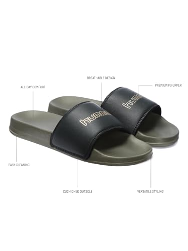 Image of hummel CLASSIC MEN SLIDERS Comfortable Cushioned Sole Arch Support Durable Lightweight Flexible Trendy Style Flip flops and Slippers Slides for Men Daily use Chappal