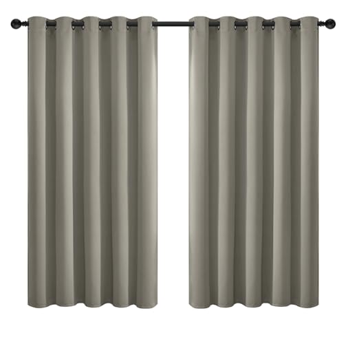 Yakamok 72 Inch Long Light Blocking Blackout Curtains, Room Darkening Thermal Insulated Blackout Drapes with Grommet for Bedroom (62x72Inch, Taupe, 2 Panels)
