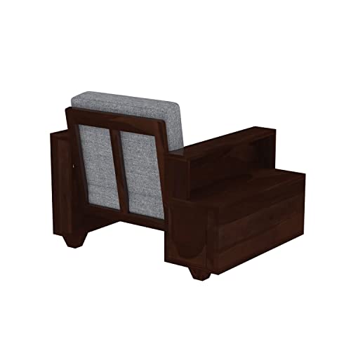 Image of Sheesham Wood Single Seater Sofa | 1 Seater Sofa with 2 Drawer Storage | Wooden Sofa Set Furniture for Living Room Home Office (1 Seater,Walnut Finish)