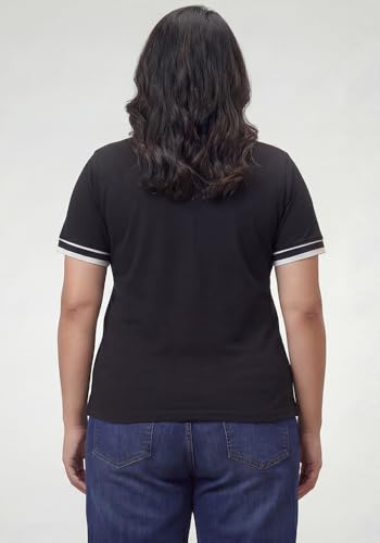 Image of Wear Your Opinion Plus Size Women Polo V Neck Stripe Collar Tshirt Top | Half Sleeve