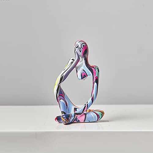 Xinxuan 3Pcs Thinker Statue Sculptures Office Decor Small Shelf Decor Bookshelf Decor Tv Stand Decor Resin Collectible Figurines Home Decorations For Living Room (Colorful Graffiti Statue Sculpture) #TOP6