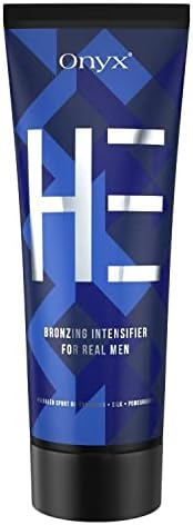 Onyx HE Tanning Lotion for Men - Indoor & Outdoor Tanning Accelerator with Bronzer - Mens Tanning Lotion for Quick & Dark Tan - Tanning Lotion with Fast Absorbing Formula for Stain-Free - Bronzing Lotion with Skin Firming & Muscle Bronzing Complex