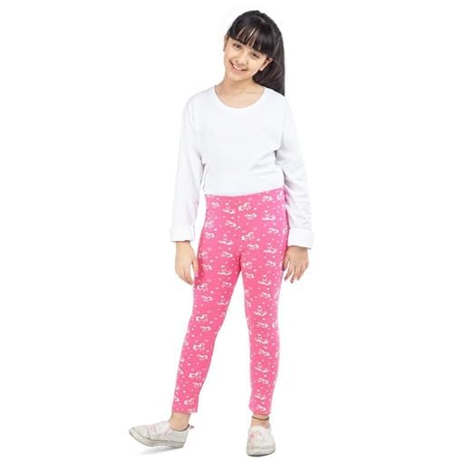 Image of Real Basics Girls Cotton Printed Non-Transparent Regular Fit Ankle Length Leggings (3 Leggings Set)
