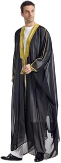 FYMNSI Men's Robe Muslim Clothes Kimono Loose Abaya Dresses Long Sleeve Embroidered Chiffon Kaftan Casual Formal Dubai Thobe
