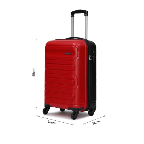 Image of Yayavar Tokyo Textured ABS Hard-Sided Suitcase Bag - 35L| Dual Color Trolley with 4 Spinner Wheels, Number Lock, Water Resistant | Luggage Bag for Travel (Red & Black, 56cm, Small)
