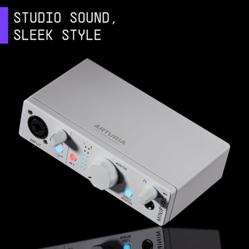 Image of Arturia MiniFuse 1 - Compact USB Audio Interface with Creative Software for Recording, Production, Podcasting, Guitar - White | USB-C 1x Combo Xlr and Input, 48V Phantom, Headphone and Stereo Outs, Loopback, 110 Db Dynamic Range, Bundled Software