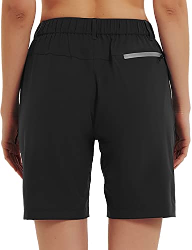 Kpsun Womens Quick Dry Bermuda Hiking Shorts Stretch Active Golf Cargo Shorts Water Repellent Zipped Pockets,Black,M #TOP2