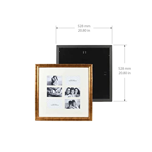 Prinz 6-Opening 20" X 20" Gold Matted Basic Collage Picture Frame, Displays Six 6X4 Photos #TOP3