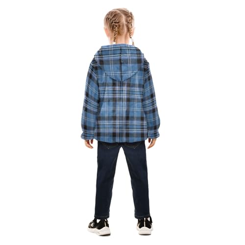 GuoChe Blue Black Tartan Plaid Toddler Boy Fleece Jacket4