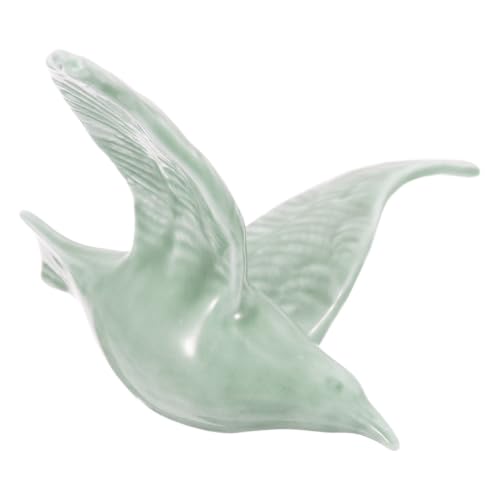 Escultura de cerámica de pájaro de pared verde para interior