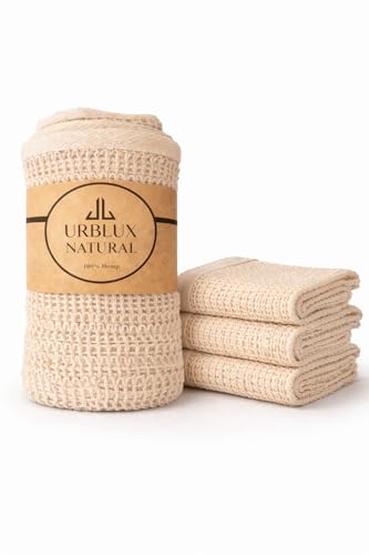10 Best Hemp Towels for Sustainable Comfort and Style 2 Hypoallergenic Hemp Washcloth Exfoliating Towel Set (3PK)