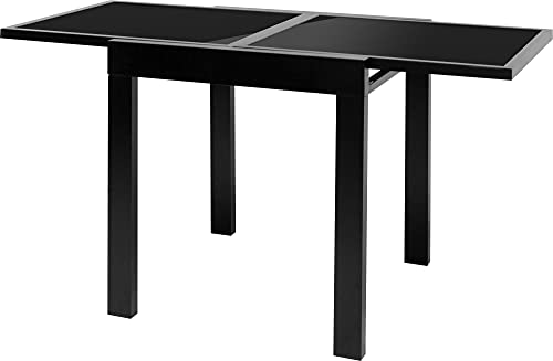 ib style® Diplomat Ausziehtisch | Premium Gartentisch | Aluminium | Glasplatte | Schwarz | 65-130 cm – Bild 3