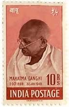 india 1948 mahatma gandhi rs 10 mint stamp (mnh)- Multi color