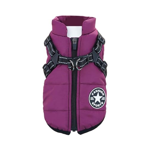Eezita Winter Puppy Coat waterproof, reflective jacket to keep small pets warm and visible in snow rain,for Small, Medium Dogs (Purple S)