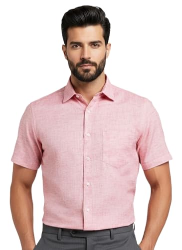 Image of Amazon Brand - INKAST Men's Cotton Solid Plain Half Sleeve Shirt | Plain Regular Fit Casual Shirt for Mens