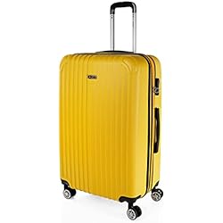 Maletas Titan Alemanas ITACA - Maletas de Viaje Grandes 23 Kilos - Maleta Grande de Viaje Rígida 4 Ruedas - Maletas Grandes de Viaje de ABS Resistente y Ligera T71570, Amarillo