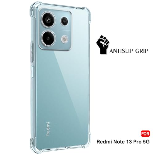 Image of TheGiftKart Crystal Clear Back Cover Case for Mi Redmi Note 13 PRO 5G | Shockproof Soft TPU Case | Cushioned Edges for Ultimate Protection Back Cover Case (TPU, Transparent)