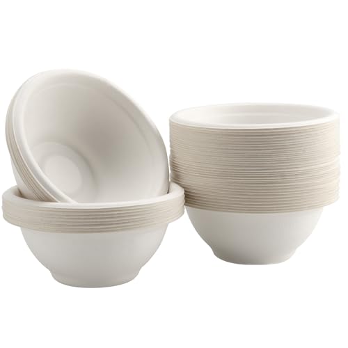 CHUENHEI Cuencos de cartón de 200 ml, 100 unidades, para sopa, ensalada, postre, 11,5 x 4,5 cm, color blanco
