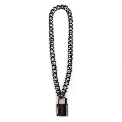 Succuba Padlock Necklace Chain Collar Choker with Two Keys and Box for Women and Men4
