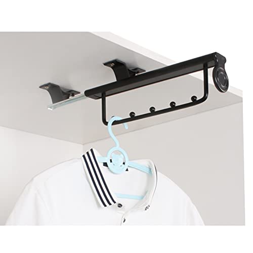 Riel para ropa ahorra espacio con soporte de perchas extraíble horizontal 2