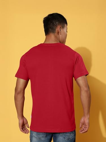 Image of Veirdo Regular Fit Half Sleeves Round Neck Typographic Printed Pure Cotton T-Shirt for Men (Available Colors: Black, Navy, Swan White, & White) (Sizes: S to 2XL)