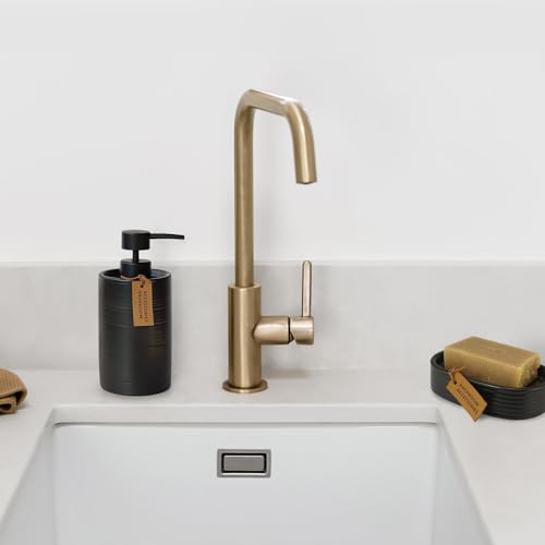 Sunesy SE-BS-B-01 Black Bathroom Accessories Sets Complete, Ceramic Bathroom Accessories Set Of 4 Includes Toothbrush Holder, Soap Dispenser, Bathroom Tumbler, Soap Dish thumb #5