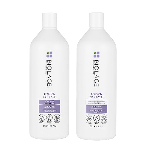 BIOLAGE Hydrasource Shampoo and Conditioner Set, Duo Hair Care Bundle For Dry Hair, Hydrates & Moisturizes Dry Hair, Paraben-Free