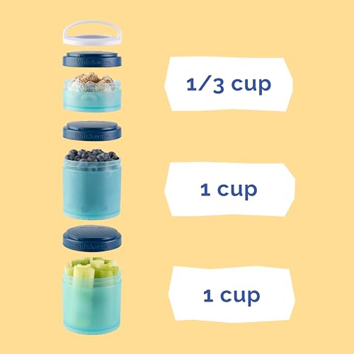 Image of Whiskware Bluey Stackable Snack Containers for Babies, Toddlers, and Kids, 3 Stackable Snack Cups for School and Travel, Cupholder Friendly, Bluey, Chloe, Bingo, and Lila, Best Buddies!