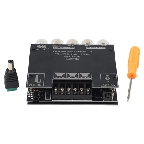 Lecreatekit ZK-MT21 Panneau 2.1 canaux 50 W x 2 + module de caisson de basses 100 W avec entrée AUX pour home cinéma DIY
