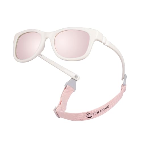 La Mejor Lista de Gafas de sol para Bebé - solo los mejores. 46 COCOSAND Gafas de sol para bebé 100% protección UV con correa ajustable para bebés y niños de 0 a 24 meses, Blanco mate, XX-Small
