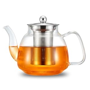 42oz/1250ml Glass Tea Kettle，Glass Teapot with Removable Stainless Steel Infuser, for Blooming and Loose Leaf Tea, Stovetop & Microwave Safe Tea Pot, Tea Maker’s Choice