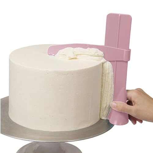 CHEFZOCO Raspador Alisador De Pasteles, Espátula alisadora de pasteles, Raspador de fondant, Alisador de cobertura Repostería, Rasqueta de pasteles, Espátula de repostería, Plástico, Rosa