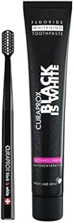 Curaprox Black is White Toothpaste, 60ml + CS 5460 Ultra-Soft Toothbrush - Activated Charcoal Whitening Toothpaste Set, 2 Count (Pack of 1)