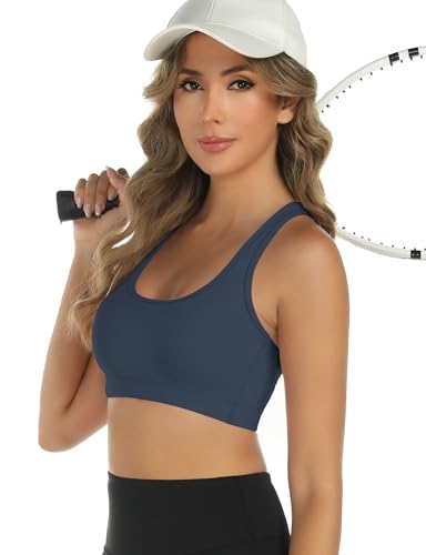 Image of Buauty 2 Packs Sports Bras for Women, Medium Support Sport Bras Push Up Yoga Racerback Bra, Gym Fitness Athletic Bra