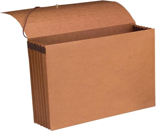 Smead 100% Recycled Expanding File Wallet with Flap and Cord Closure, Reinforced, 5-1/4" Expansion, Legal Size, Redrope, 10 per Box (71199) (Pack of 5)