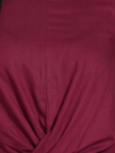 Image of Yash Gallery Women's Regular Fit Rayon Solid Waist Lengtth Draped Style Round Neck 3 /4Th Sleeve Top
