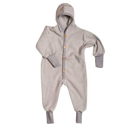 Cosilana Baby barn fleece overall med manschetter på armar och fötter, 60 % ull (kbT), 40 % bomull (KBA)