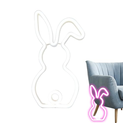 Enseigne au néon de lapin arc-en-ciel pour illuminer un hôtel ou un espace café