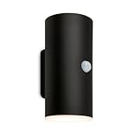 Briloner - Rechargeable LED wall lamp with Motion Sensor, Twilight Sensor, 20 sec Timer, Outdoor wall Light, 15.5x7x8.5 cm (HxWxD), Black