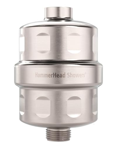 Image of HammerHead Showers Solid Metal Shower Head Filter - KDF 55 Shower Filter, High Pressure Universal Shower Filters to Remove Toxic Chemicals - Removes Chlorine and Heavy Metals - Brushed Nickel