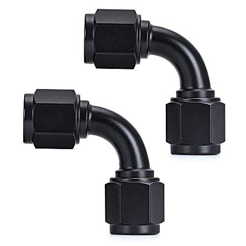 PTNHZ 2PCS 6AN Female to 6AN Female 90 Degree Swivel Coupler Fitting Adapter Union Hose End Aluminum Anodized Black