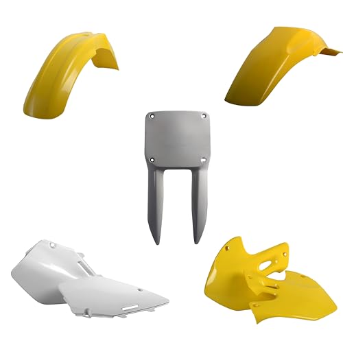Polisport Motocross (MX) Replica Plastic Kit for Suzuki RM 125/250 (2001-08) Dirt Bike – OEM Quality, Durable, Flexible & Perfect Fit – Yellow/White