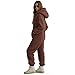 Fleece Jumpsuit for Women - One Piece Hooded Romper with Zipper and Pockets, Winter Fashion Loose Plush Hooded Jumpsuit (Brown,Medium)