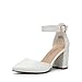 DREAM PAIRS Damen Pumps mit klobigen High Heels und Knöchelriemen, Elegante Schuhe Brautschuhe Party,Size 40,Weiss-Pu,SDPU2430W