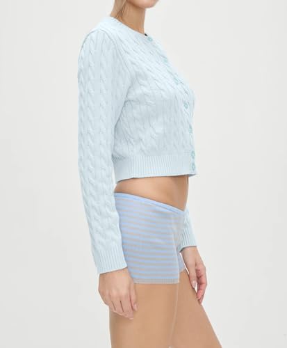 Women Y2k Cute Button Up Open Front Cable Knit Cropped Cardigan Preppy Long Sleeve Pullover Sweater Fall Outfits4