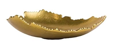 Red Co. 12” Decorative Antique Golden Allure Torn Metal Centerpiece Bowl with Sculpted Edges