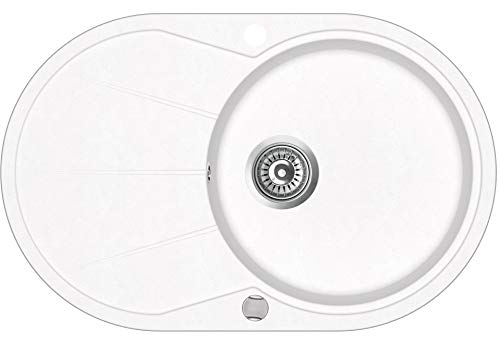 Evier granit blanc - rond avec egouttoir - CLARUS