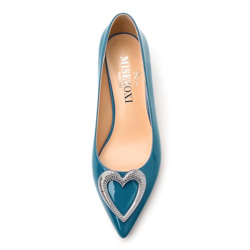 Women's Low Kitten Heels Closed Toe Pumps Pointed Toe for Women Heart Shape Metal Low Heel Shoes for Dress Work Bridal Wedding3