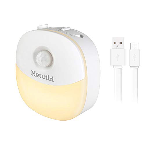 Preisvergleich Produktbild Newild Nachtlicht, wiederaufladbar, LED, Helligkeit einstellbar Nachtlicht, Warmweiß, für Kinder, mit automatischem Bewegungssensor für Korridor, Küche, Badezimmer, Schlafzimmer, Treppen, Treppen